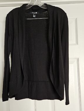 Forever 21 Black Open-Front Draped Cardigan